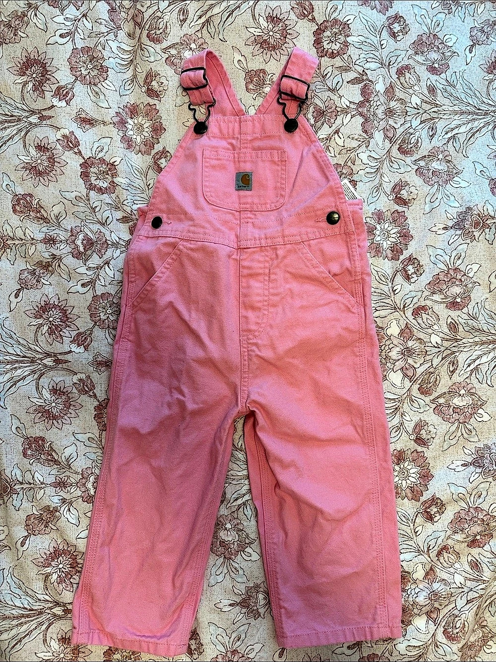 Carhartt Toddler Girls Loose Fit Canvas Bib Overalls Pink 2T